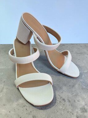 Soludos White Leather Block Heel Sandals Women’s Size 10 NWOT